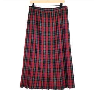 TALBOTS Skirt Plaid Pleats Wool Schoolgirl Size 14